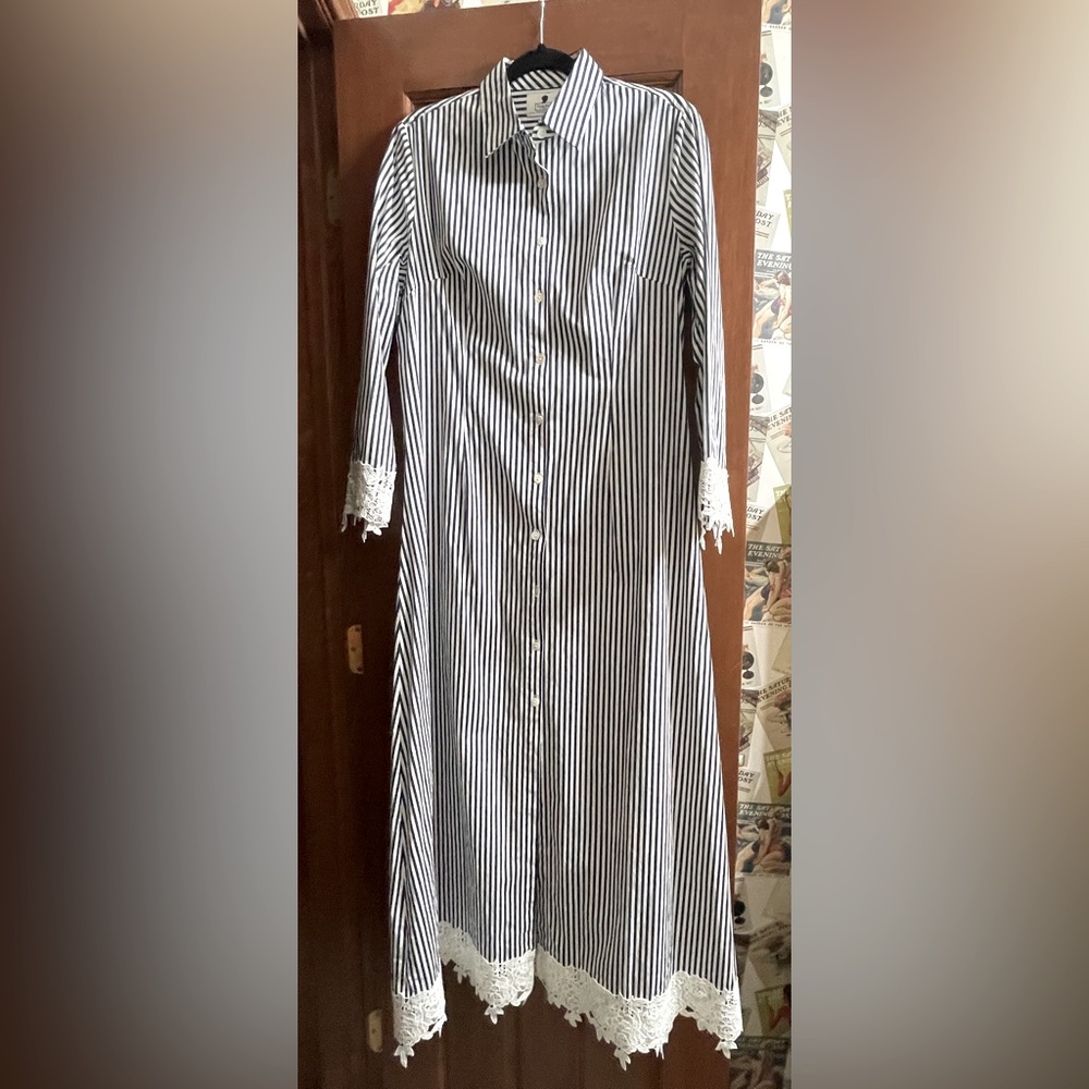 Dainty Jewells Blue/White Dress lace Trim Sz XL